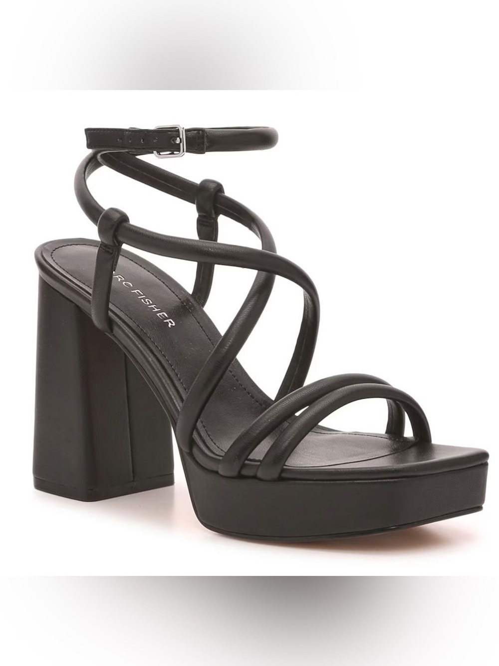 Marc Fisher Black Strappy Platform Block Heel Sandal